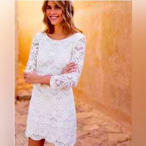 Sezane Sarah white crochet lace scoop back dress boho chic 36 4